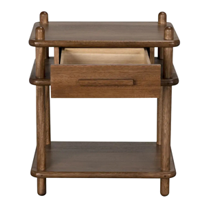 Modern Solid Wood <b>Bedside</b> Table with Drawer and Open <b>Shelf</b> Minimalist Wooden Nightstand for Bedroom Hotel Apartment - Product Image 5