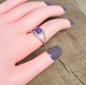 Anillos de promesa de Plata de Ley 925 púrpura para mujer, joyería de cobre turquesa hecha a mano para bodas - Product Image 2