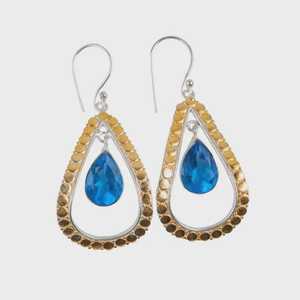 ต่างหูบลูโทแพซทำมือ ชุบทอง เงินสเตอร์ลิง ของขวัญสุดหรูสำหรับผู้หญิง ดีไซน์โบโฮ ประจำเดือนธันวาคม - Product Image 3