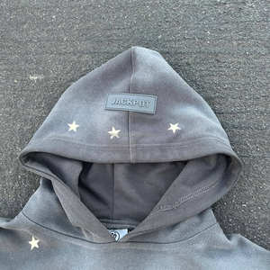 Sudadera con capucha y cremallera vintage recortada y cuadrada con logotipo personalizado, Sudadera con capucha de algodón Distress Vintage con cremallera Stone Acid Sun Fade Wash para hombre - Product Image 6