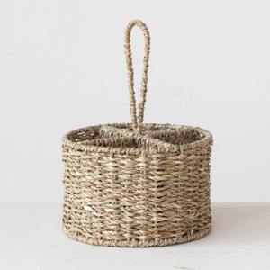 Boîte de rangement multi-sections en herbe de mer ronde, fabriquée à la main, écologique, naturelle, décoration intérieure et extérieure, vente en gros du Vietnam - Product Image 1