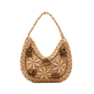 High Quality <b>Leather</b> Flower Pattern Handbag New Design Straw Beach Bag Mini <b>Shopping</b> Bags Wholesale From Vietnam Handicraft - Product Image 1