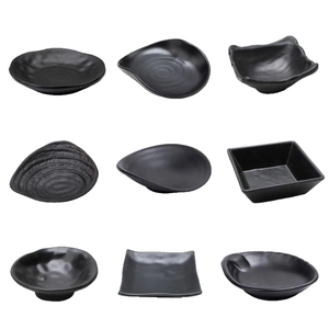 Vaisselle de service en mélamine noire de luxe sur mesure en gros, style campagnard, assiette incassable, bol pour <span class=keywords><strong>restaurant</strong></span> et hôtel, ensemble KINGWELL - Product Image 1