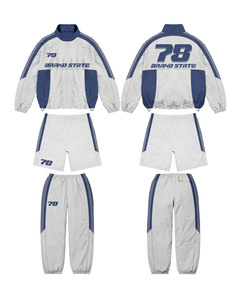 Ensemble survêtement streetwear respirant en polyester/coton avec logo personnalisé 2026, veste coupe-vent zippée, short de jogging, pantalon cargo - Product Image 3