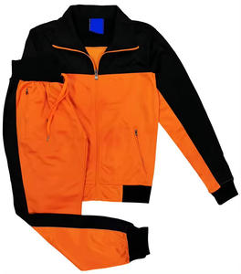 Survêtement de qualité supérieure en coton/polyester avec fermeture éclair intégrale, veste de sport à rayures bicolores pour homme, fermeture éclair et pantalon de survêtement - Product Image 1