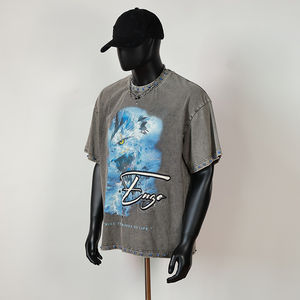 T-shirt graphique streetwear personnalisé en coton épais, impression DTG, manches courtes, coupe ample, t-shirt personnalisé court et carré pour homme - Product Image 4