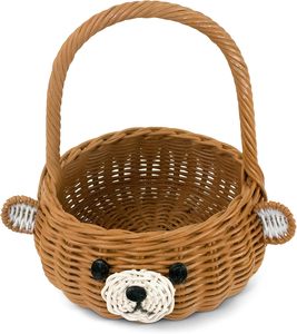 Panier en rotin tressé à la main avec poignée |   Sac fourre-tout en osier mignon pour enfants, rangement de jouets et paniers-cadeaux/pique-niques - Product Image 3