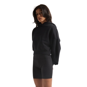 Sweat à capuche surdimensionné personnalisé haut court femmes femmes pull à capuche sweat décontracté hiver tricoté surdimensionné court - Product Image 4