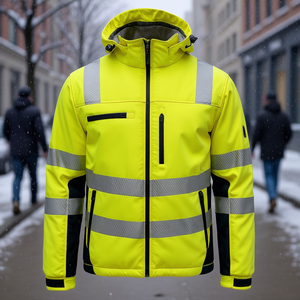 Chaqueta Softshell de Alta Visibilidad Amarilla y Negra para Invierno, Impermeable PREVENT TRENDLINE - Product Image 3