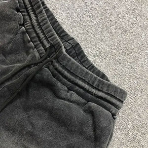 Short délavé à l'acide avec cordon de serrage pour hommes, en coton, vintage, imprimé bouffant, personnalisé, lourd, 300 +, GSM, 2025 - Product Image 3