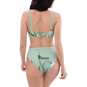 Ensemble bikini sport pour femme, maillot de bain deux pièces imprimé, bas taille haute, tissu extensible, confortable, tenue de plage, vente en gros - Product Image 1