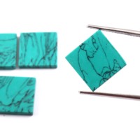 Pierres cabochons plates carrées en turquoise synthétique pour la fabrication de bijoux DIY, fournisseur de pierres précieuses, pierre de naissance de décembre, effet œil de chat