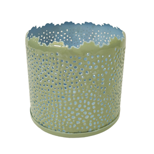 Round Metal Dot Cutout Candle Holder Decorative <b>Tealight</b> <b>Lantern</b> for Home Living Room Tabletop Decor - Product Image 1