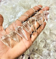 Péndulo de Cuarzo Cristalino Natural Facetado de Alta Calidad, Gema Curativa, Cono Transparente, Energía Espiritual, Sanación, Adivinación, Hecho a Mano