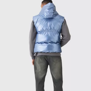 Gilet matelassé à capuche brillant avec logo personnalisé du service OEM pour hommes Veste d'hiver sans manches avec fermeture à glissière Manteau de rembourrage isolé - Product Image 6