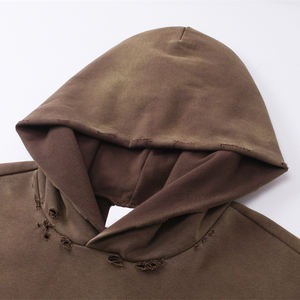 Custom Oversize 450gsm Fleece Hoodies Heavyweight Vintage Washed Black Sudadera Sun Faded Cotton Men Recortada Acid Wash Hoodies - Product Image 6