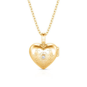 Jeulia Custom Double Sided Engraved <b>Heart</b> Photo <b>Locket</b> Necklace with Zircon for Anniversary - Product Image 5