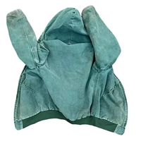 Veste de travail lourde délavée sur mesure avec fermeture éclair de veste à capuche de travailleur doublée vintage délavée