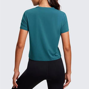 การออกแบบที่กําหนดเองคุณภาพสูงระบายอากาศโพลีเอสเตอร์ผู้หญิงเสื้อ T Crop / ผ้าฝ้ายหลายสีหลวมติดตั้งผู้หญิงเสื้อ T Crop Top - Product Image 2