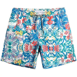 Shorts pour hommes imprimés par sublimation personnalisée Short de bain à cordon imprimé à séchage rapide pour hommes d'été Shorts de plage à fleurs pour hommes - Product Image 1