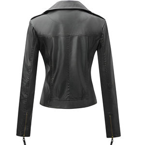 Meilleure vente, vestes de moto en cuir pour femmes de haute qualité, respirantes, teintes unies, finition tendance, coupe-vent - Product Image 2