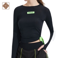 Top Deportivo de Yoga de Manga Larga, Antiestático, Transpirable, Reciclable, de una Pieza, Tipo Tubo, Elástico, de Secado Rápido y Ecológico