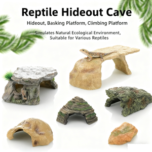 Acuario paisajismo lagarto Gecko reptil ocultar cueva tortuga tomar el sol plataforma tortuga tanque decoración piedra Artificial resina ornamento - Product Image 2