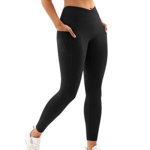 Pantalons de yoga pour femmes taille haute slim fit, sans couture, taille élastique, couleurs unies avec logo, legging de yoga personnalisé, vêtements de sport - Product Image 4
