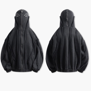 เสื้อกันหนาวมีฮู้ดแบบมีซิปของผู้ชายทรงโอเวอร์ไซส์ซักได้2025 - Product Image 3