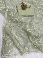 Baju Salwar Kameez sutra multi warna dengan bordir etnik modern yang mewah dan detail sulam berlian, cocok untuk pesta dan pemakaian sehari-hari di musim panas.