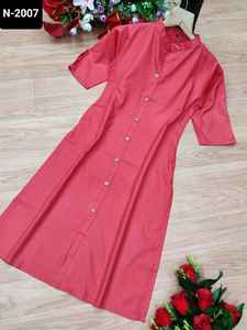 Ropa étnica india Rubi Material de algodón Tallas grandes Patrón de botón elegante Kurtis para uso informal y diario Kurtis simples para mujeres - Product Image 6