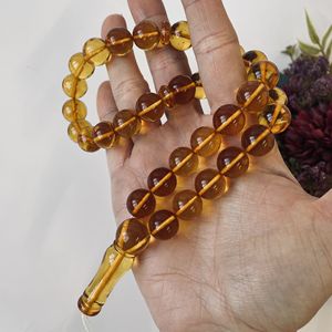 Misbaha en ambre baltique naturel, chapelet en ambre couleur cognac, perles couleur thé - Product Image 3