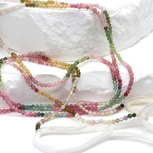 Chaîne de perles de tourmaline pastèque facettées de 13 pouces, rondes, 2 mm, avec évaluation tierce partie pour perles de stylo, Mehrajudin Gems - Product Image 4