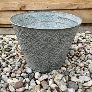 Ensemble de 3 Pots de jardinières en métal marocain, jardinières en métal gris pour jardin extérieur, Vintage, ancienne période anglaise, métal victorien traditionnel - Product Image 4