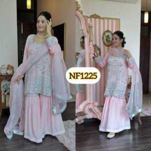 ชุดปาร์ตี้ออกแบบใหม่ล่าสุดผ้าจอร์เจียหนังเทียมชาราพาลาซโซกับชุดมีสไตล์ Dupatta - Product Image 3