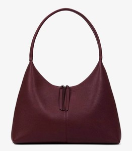 Burgundy Vintage Pebbled Leather Hobo <b>Bag</b> Women <b>Slouchy</b> Shoulder Purse Minimalist Designer <b>Tote</b> Zipper Closure Water Resistant - Product Image 6