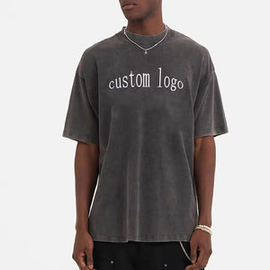 T-shirt personnalisé surdimensionné Boxy Fit T-shirts hommes en coton à épaules tombantes T-shirts vierges en détresse Streetwear à col côtelé T-shirts pour hommes - Product Image 1