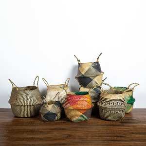 Décorations d'intérieur pour la maison accessoires de jardin extérieur panier de ventre en paille écologique naturelle pour plantes - Product Image 4