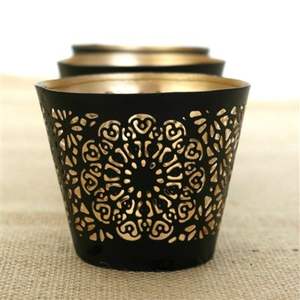 Soporte votivo de luz de té de hierro tradicional artístico con diseño de corte láser cultural para decoraciones festivas ricas en patrimonio - Product Image 1