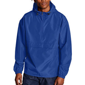 Veste de pluie à fermeture éclair rayée pour homme |   Sweat à capuche imperméable écologique bleu royal |   Vêtements de sport d'extérieur légers et à séchage rapide - Product Image 1