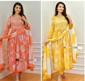 ใหม่ชุดอาหารกลางวัน 3 ชิ้นชุดHIT Designerคอลเลกชันที่สวยงามNairaตัดยาวกางเกงKURTI PLAZZO DUPATTAในราคาขายส่ง - Product Image 5