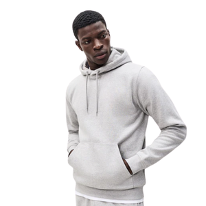 NUEVA Sudadera con Capucha Premium Gris Claro, de Algodón y Felpa, Cálida, Informal, Lisa, con Capucha, Manga Larga, Estilo Urbano, Color Sólido - Product Image 2