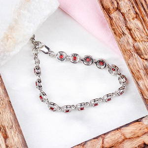2024 Latest High Quality Garnet Faceted Cut Gemstone Cubic Zircon 925 Sterling <b>Silver</b> <b>Bracelet</b> Handmade Trendy Wedding Party - Product Image 3