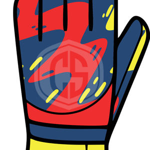 Professional Navy Blue Red Negative Cut <b>Goalkeeper</b> <b>Gloves</b> with Yellow Splash Design and 3D Silicone Injected Punch Zone - Product Image 4