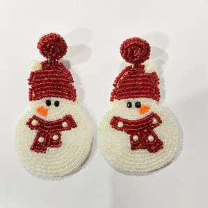 Festive Christmas Dangle <b>Earrings</b> for Women Handmade Beaded <b>Holiday</b> Jewelry Classic Party Fashion Hoop Style - Product Image 5