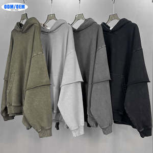 Durable 300 GSM Brodé Uni Teint Hoodies Élégant Unisexe Surdimensionné Coton Sweatshirts Confortable Chaud Casual Wear Factory - Product Image 1