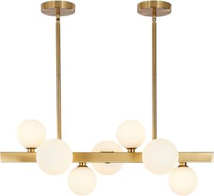 Candelabro colgante de oro moderno, colgante de globo de vidrio esmerilado de 7 luces, accesorios de iluminación de Metal Molecular personalizados para el hogar - Product Image 2
