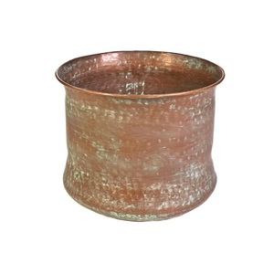 Bol de tuyau en métal à moitié martelé en cuivre antique avec couvercle pour arroser les plantes de jardin domestique - Product Image 6