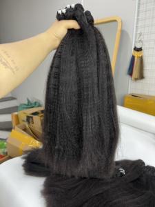 Vietnamien 100% Naturel Vierge Remy Cheveux Tissage Bundles Machine Double Trame 100g Long Jet Noir Yaki Cuticules Alignées - Product Image 4