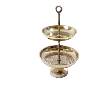 Antique Classic <b>Two</b> <b>Tier</b> Metal <b>Cake</b> <b>Stand</b> Tabletop Decoration Cupcake <b>Stand</b> with Antique Finishing - Product Image 1